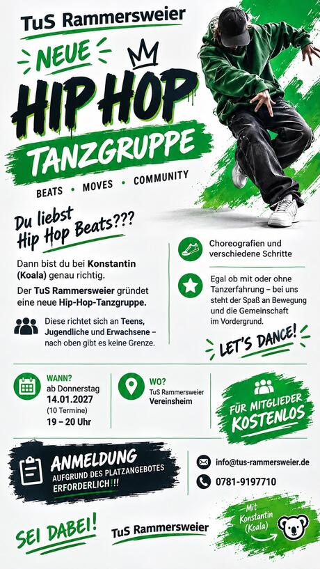 Neue Hip Hop Tanzgruppe des TuS Rammersweier