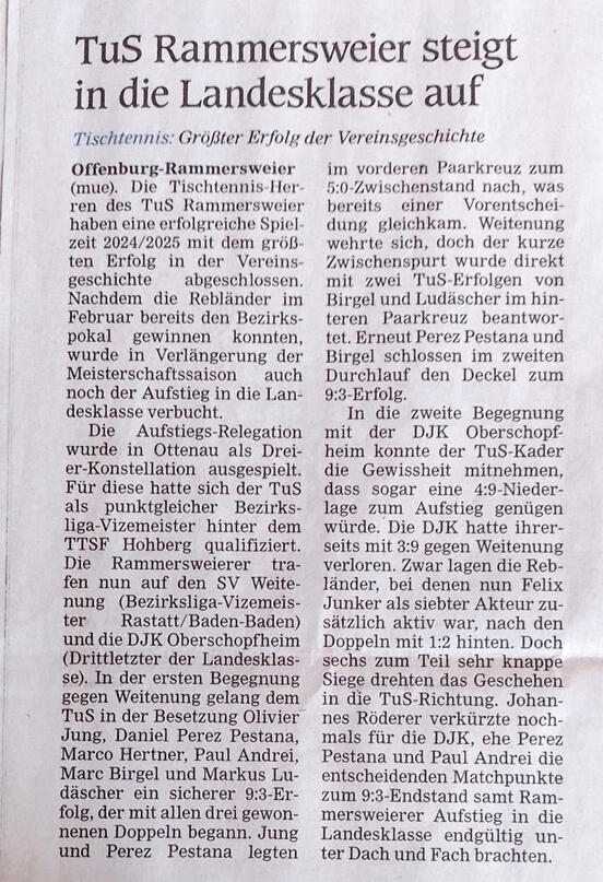 TuS Rammersweier steigt in die Landesklasse auf